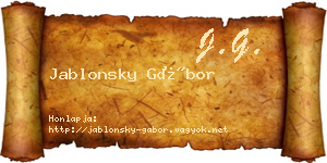 Jablonsky Gábor névjegykártya